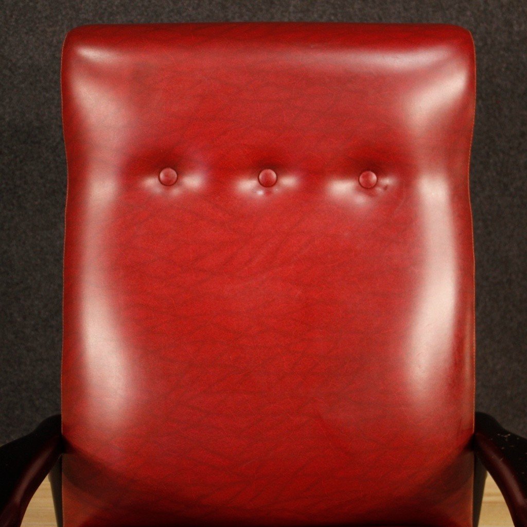 Poltrona italiana di design in finta pelle rossa anni 70-photo-6