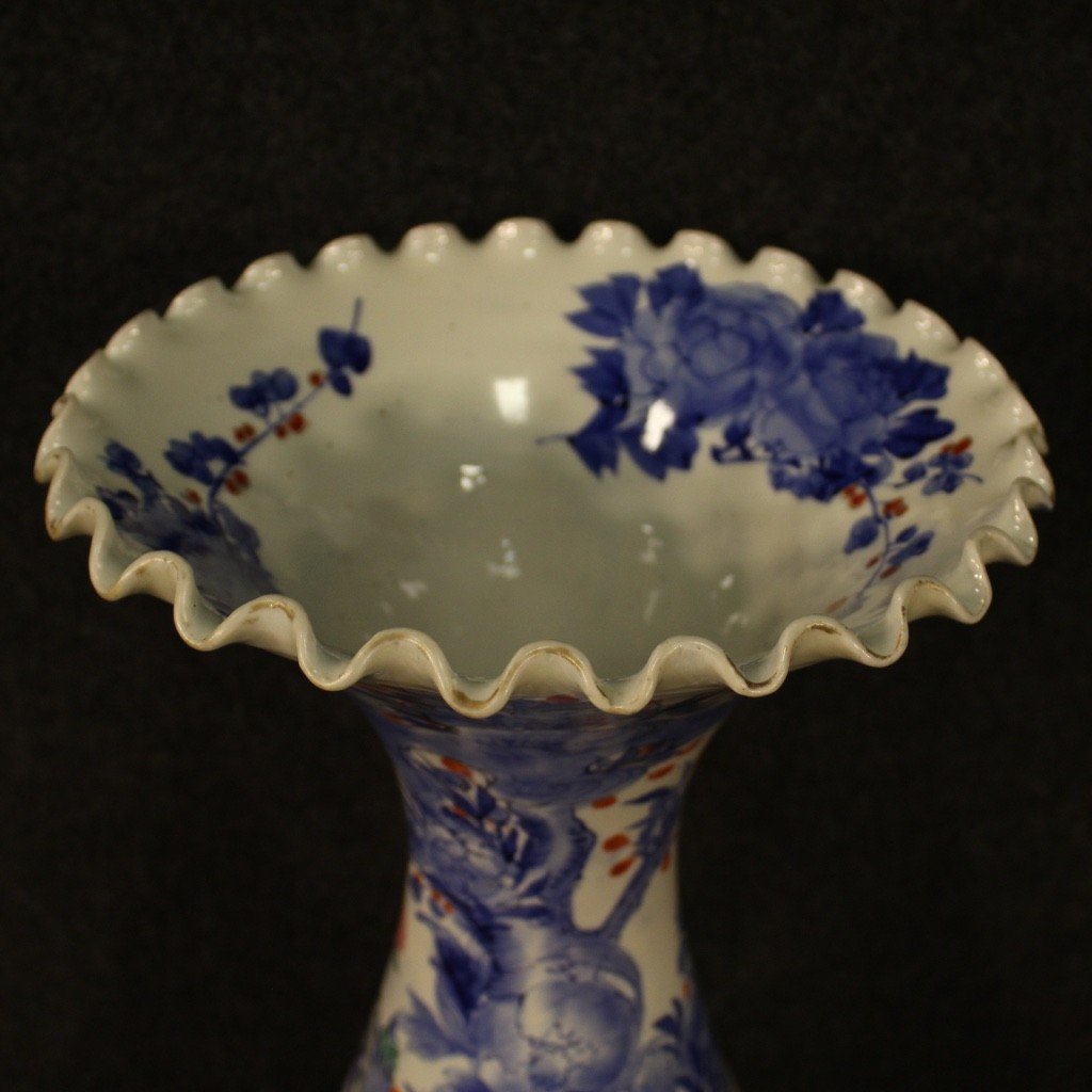 Vaso giapponese in ceramica smaltata e dipinta del XX secolo-photo-2
