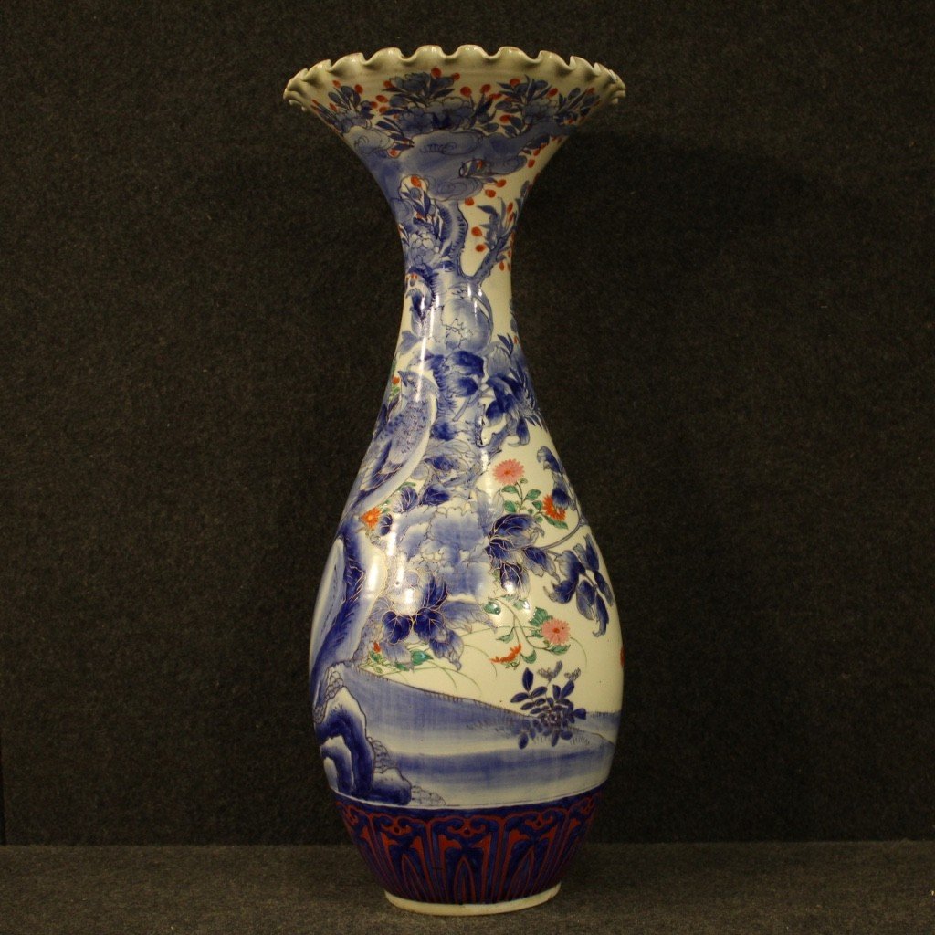 Vaso giapponese in ceramica smaltata e dipinta del XX secolo-photo-4