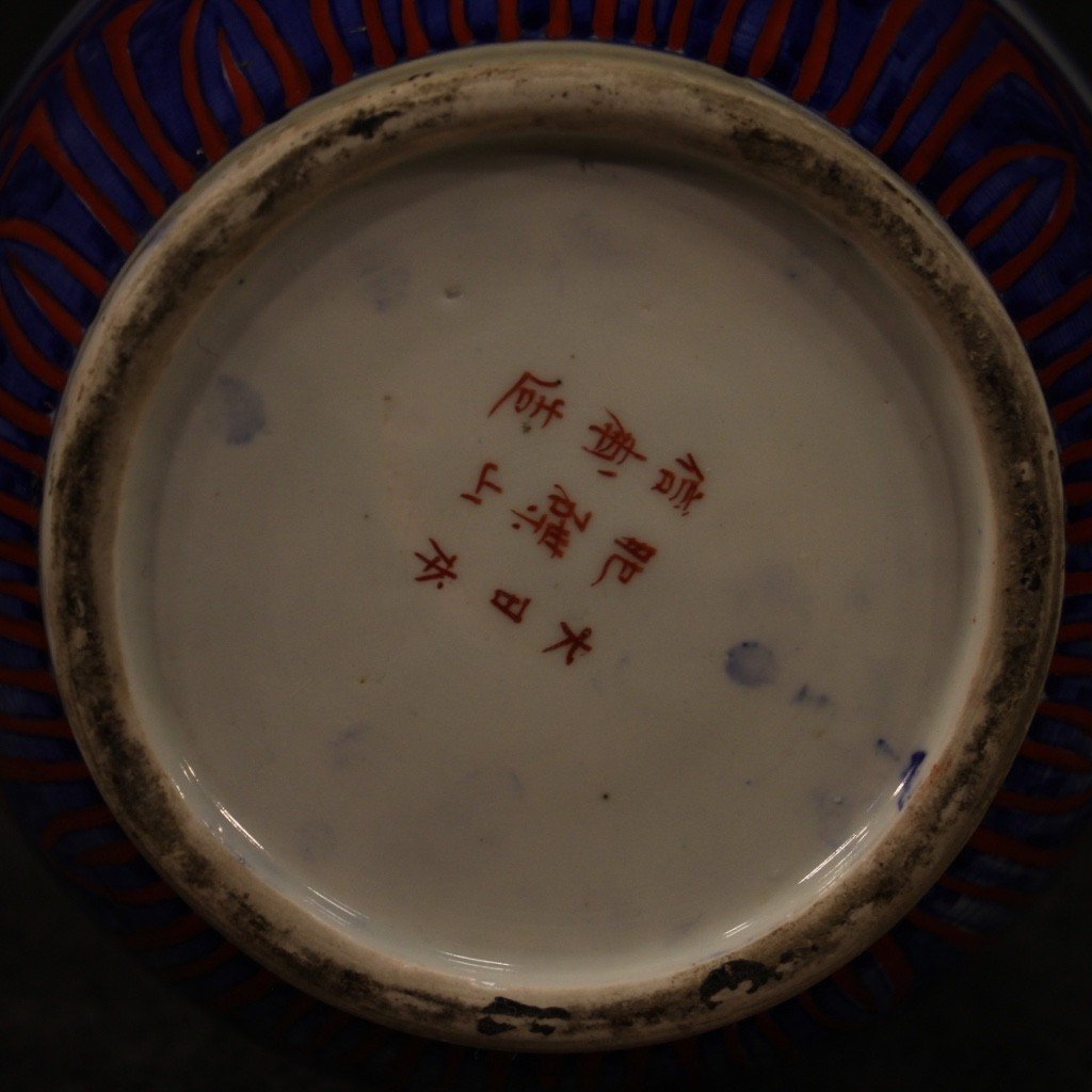 Vaso giapponese in ceramica smaltata e dipinta del XX secolo-photo-1