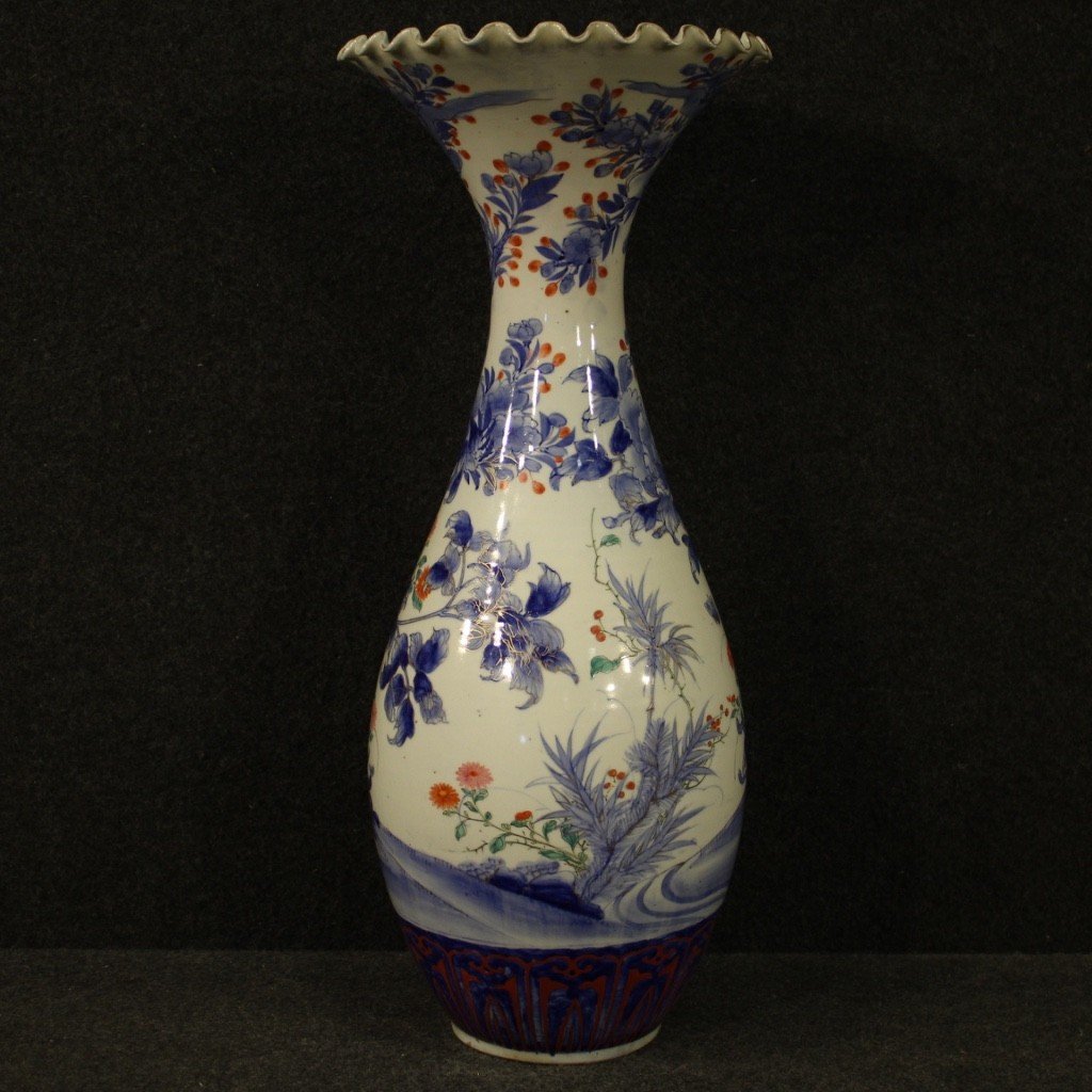 Vaso giapponese in ceramica smaltata e dipinta del XX secolo-photo-6