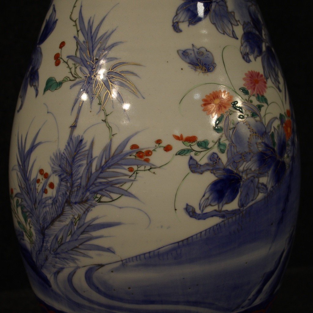 Vaso giapponese in ceramica smaltata e dipinta del XX secolo-photo-8