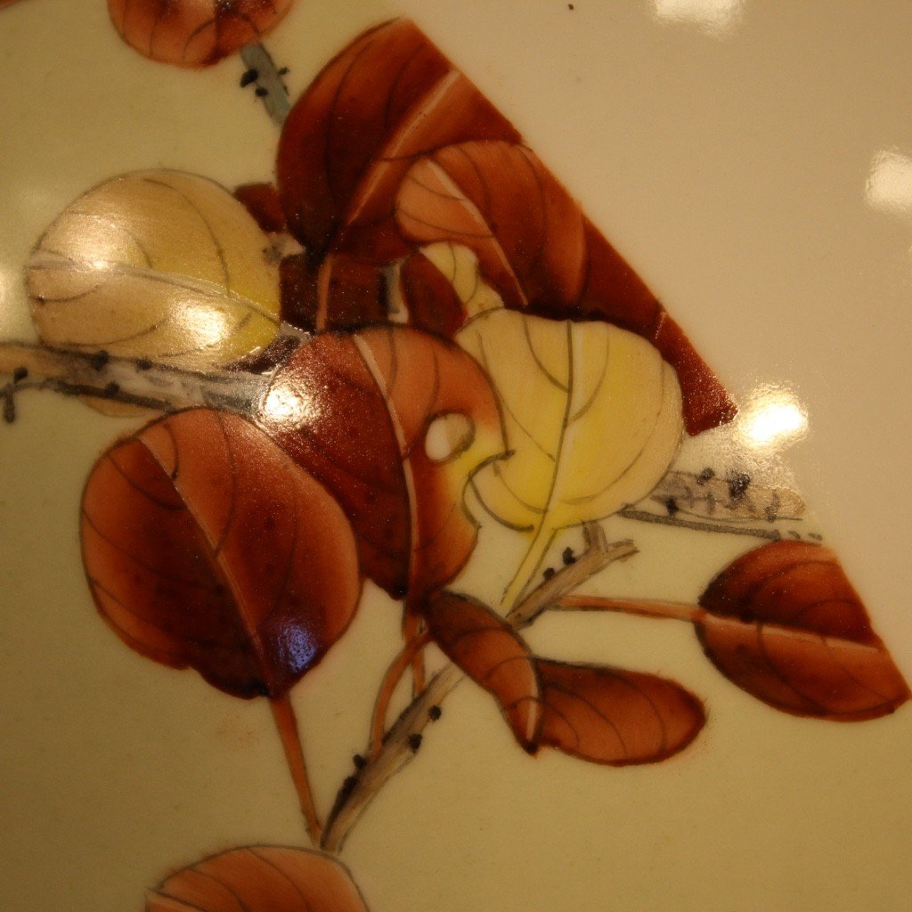 Vaso cinese in ceramica dipinta con decori floreali-photo-5