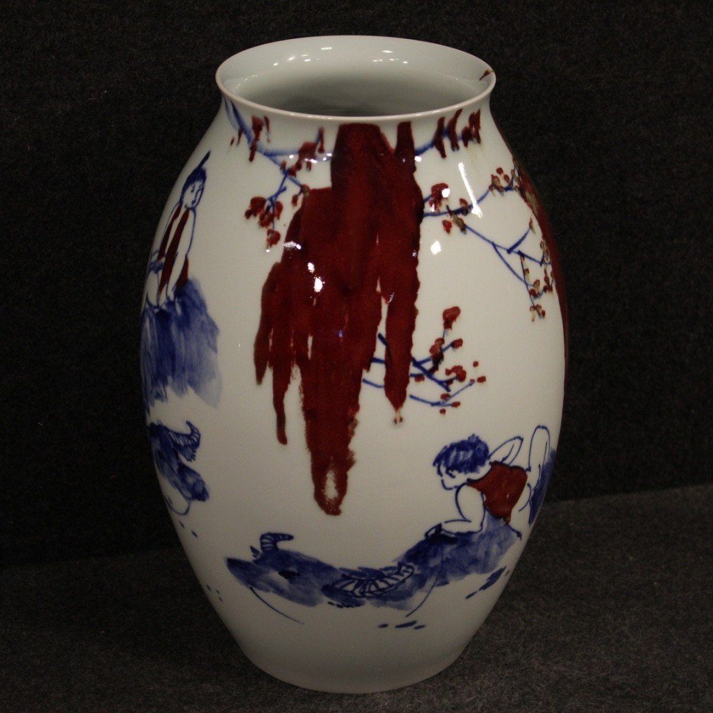 Vaso cinese in ceramica dipinta e smaltata-photo-2