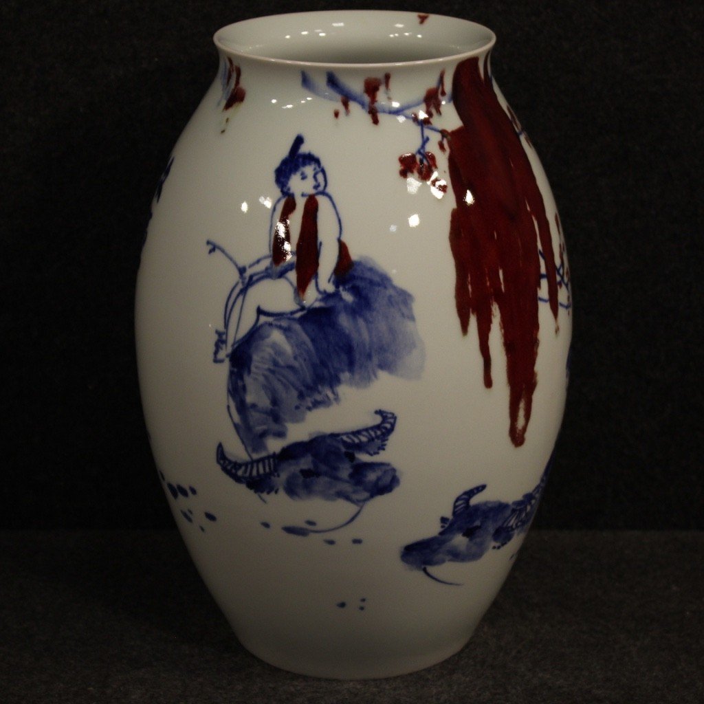 Vaso cinese in ceramica dipinta e smaltata-photo-7