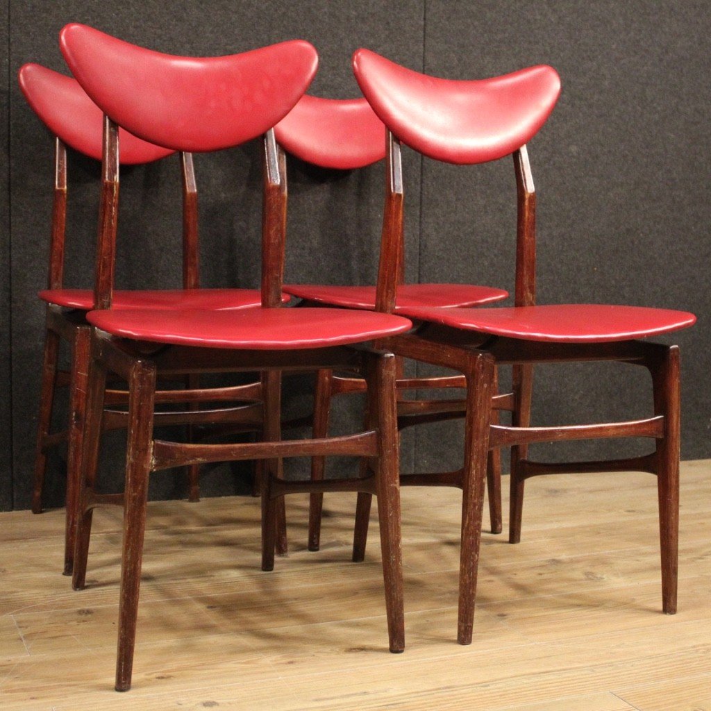 4 sedie italiane di design in finta pelle anni 70-photo-2