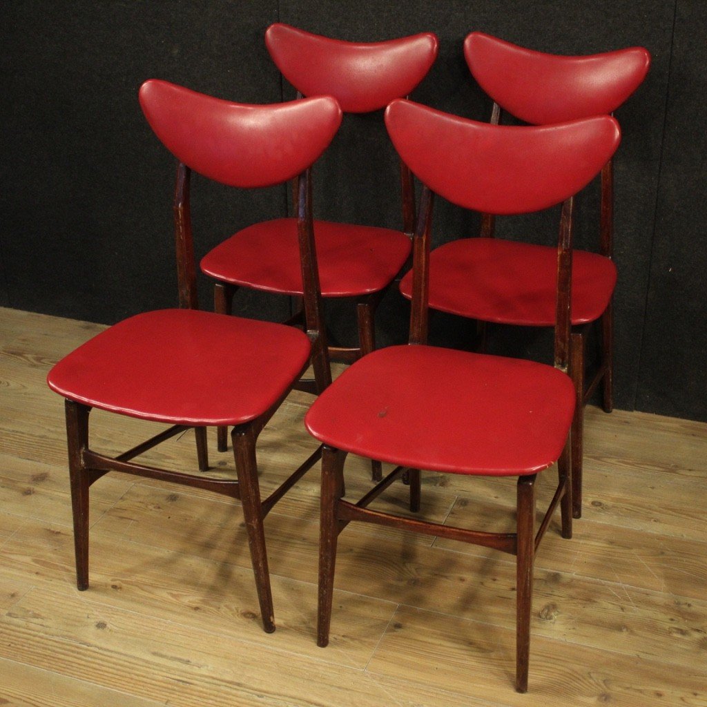 4 sedie italiane di design in finta pelle anni 70-photo-4