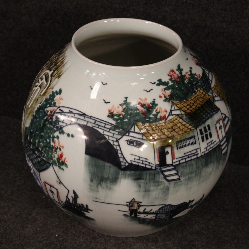 Vaso cinese in ceramica dipinta e smaltata-photo-4