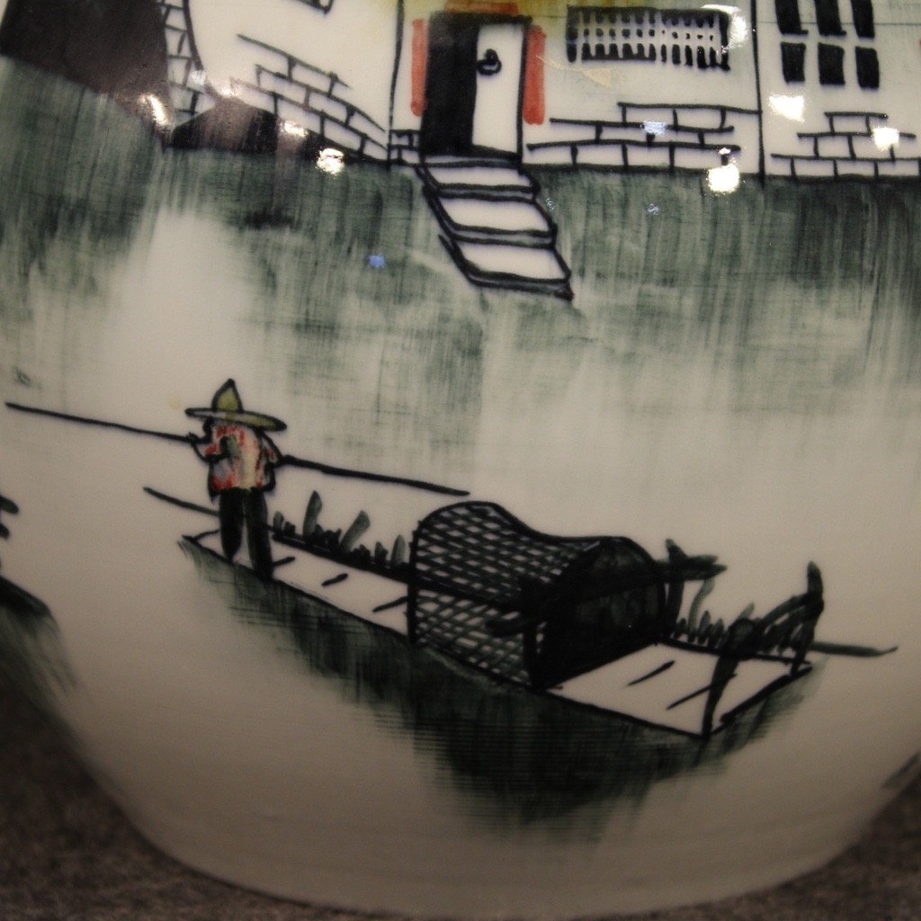 Vaso cinese in ceramica dipinta e smaltata-photo-1