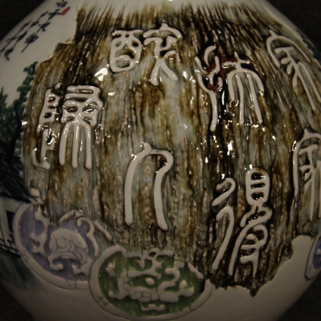 Vaso cinese in ceramica dipinta e smaltata-photo-5