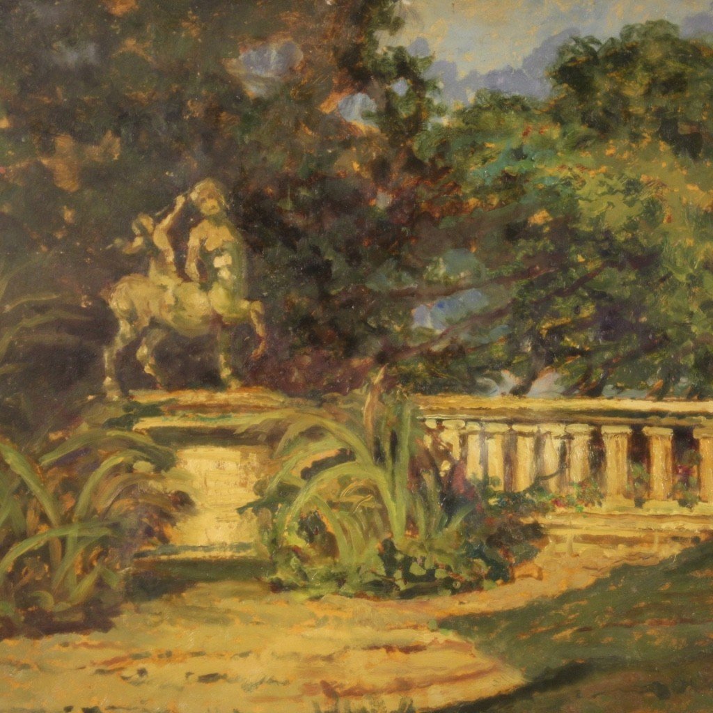 Dipinto italiano paesaggio in stile impressionista del XX secolo-photo-4