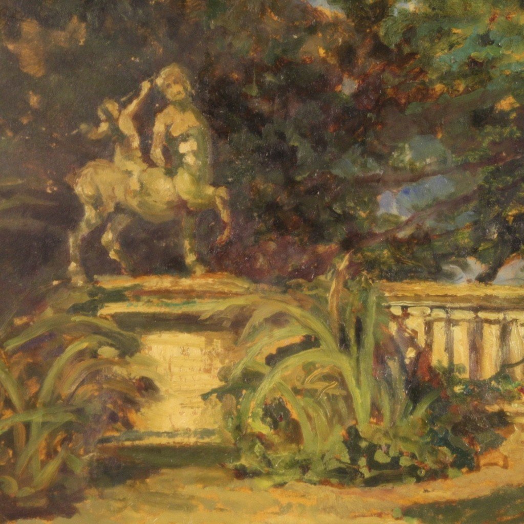 Dipinto italiano paesaggio in stile impressionista del XX secolo-photo-1