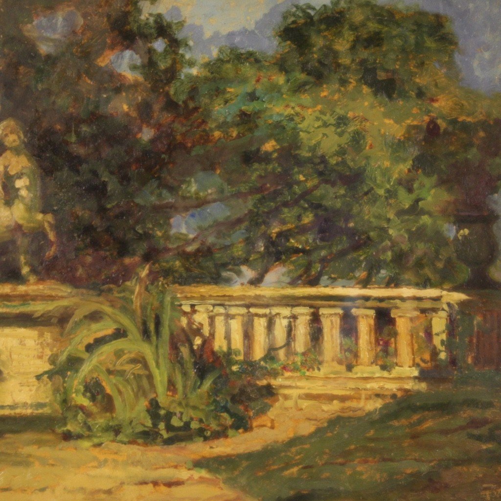 Dipinto italiano paesaggio in stile impressionista del XX secolo-photo-5