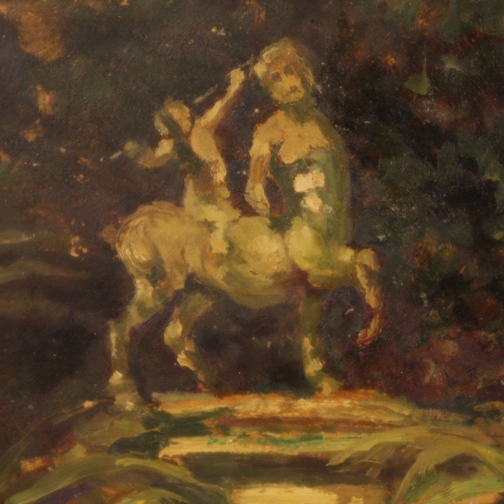 Dipinto italiano paesaggio in stile impressionista del XX secolo-photo-8