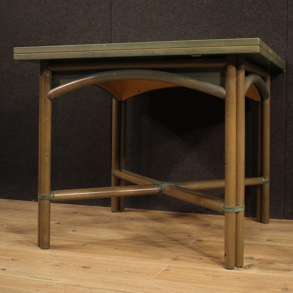 Tavolo italiano di design in legno esotico anni 80-photo-2