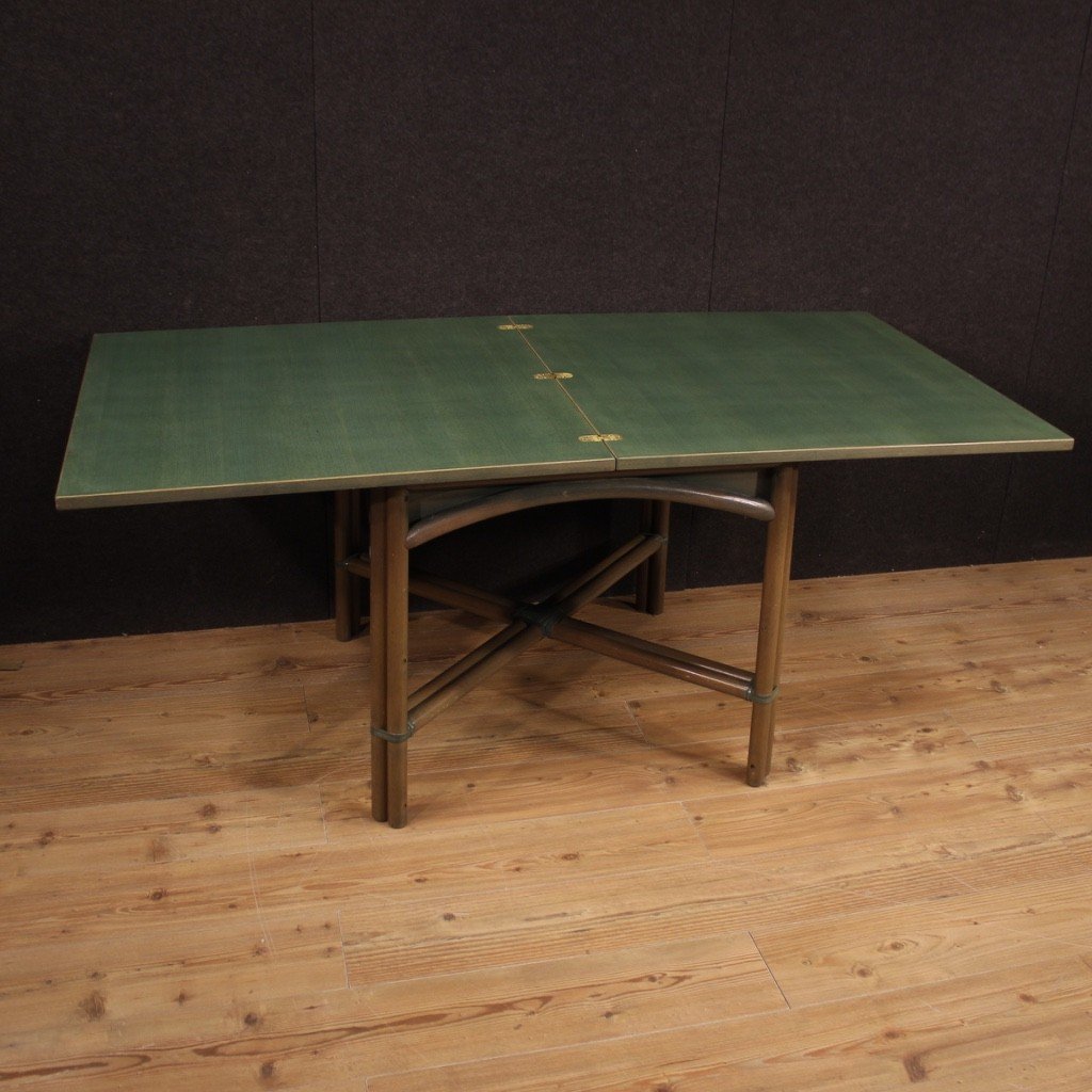 Tavolo italiano di design in legno esotico anni 80-photo-3