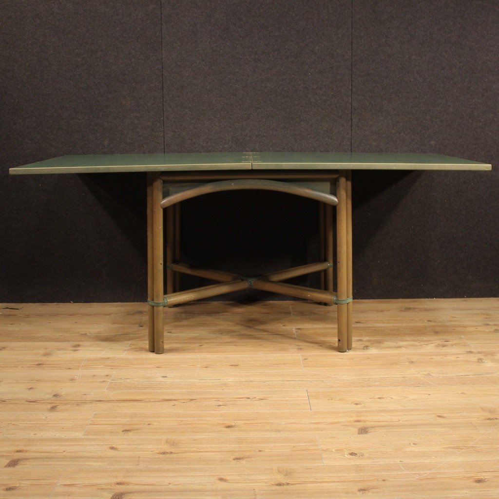 Tavolo italiano di design in legno esotico anni 80-photo-5