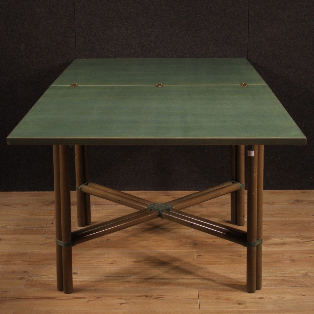 Tavolo italiano di design in legno esotico anni 80-photo-6
