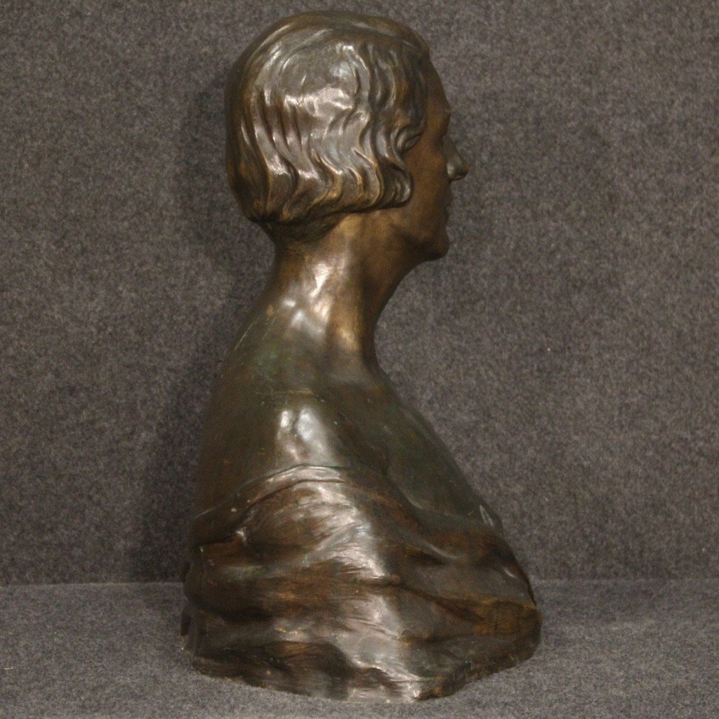 Scultura in bronzo busto di dama firmato e datato 1930-photo-2