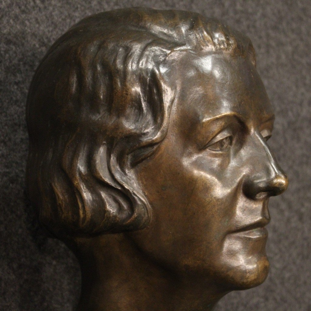 Scultura in bronzo busto di dama firmato e datato 1930-photo-3