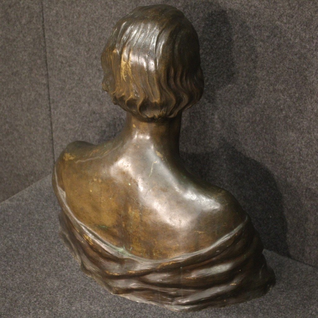 Scultura in bronzo busto di dama firmato e datato 1930-photo-4