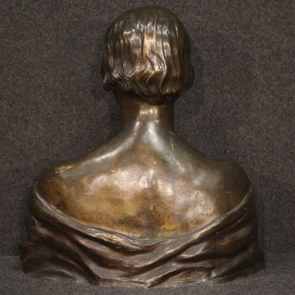 Scultura in bronzo busto di dama firmato e datato 1930-photo-5