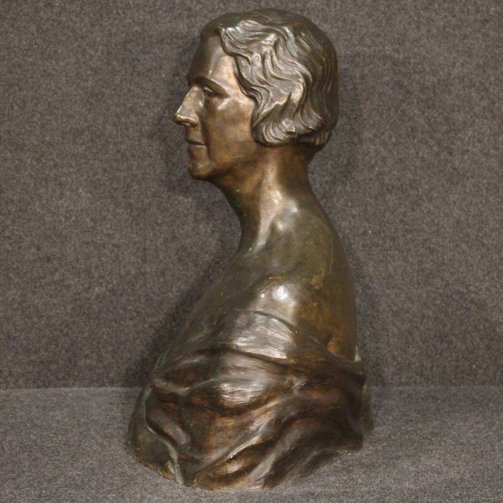 Scultura in bronzo busto di dama firmato e datato 1930-photo-6