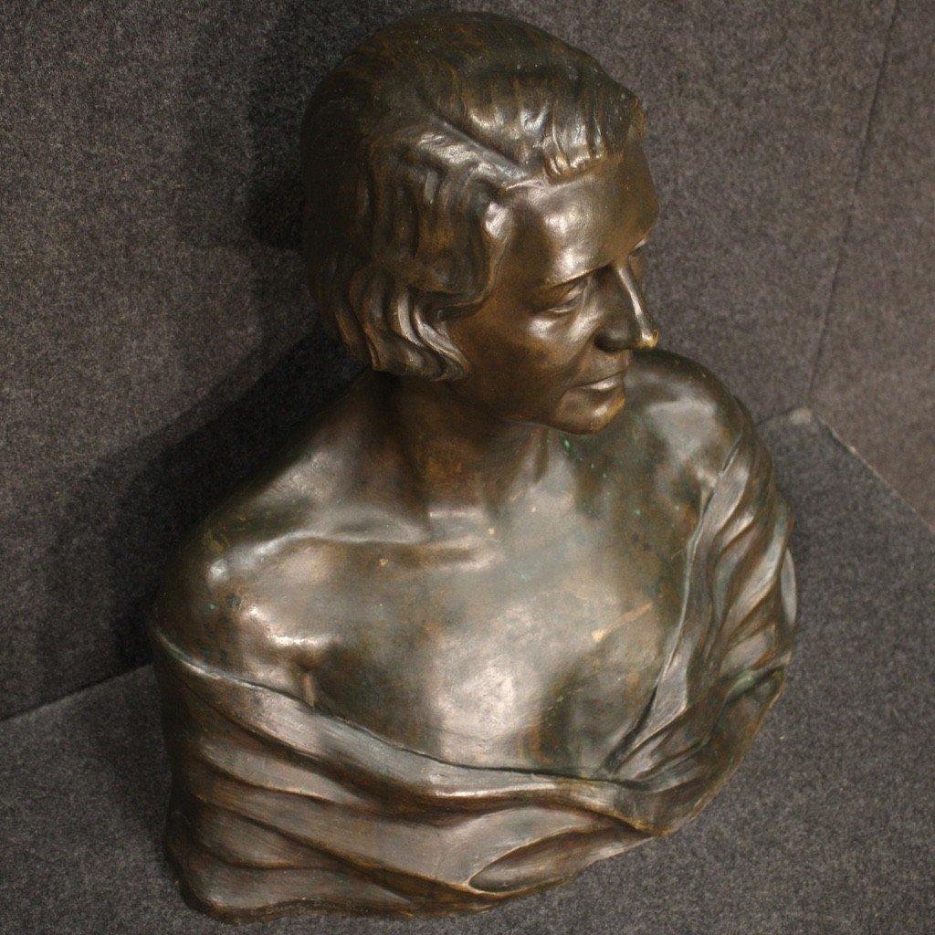 Scultura in bronzo busto di dama firmato e datato 1930-photo-8