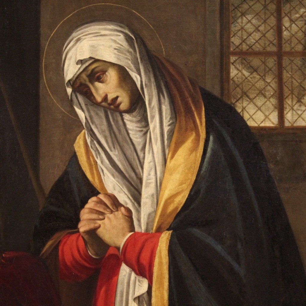 Grande dipinto antico Santa Veronica del XVII secolo -photo-2