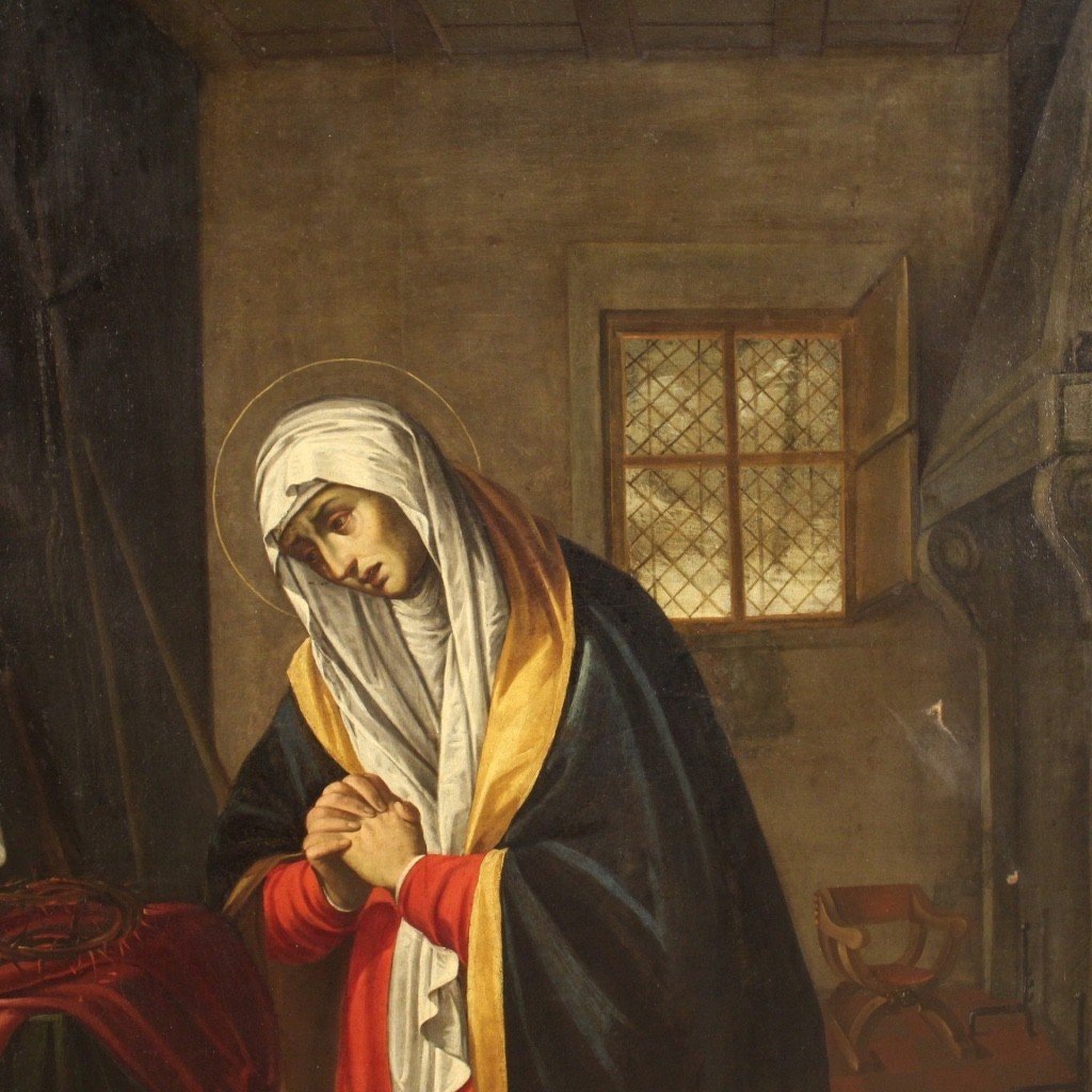 Grande dipinto antico Santa Veronica del XVII secolo -photo-3