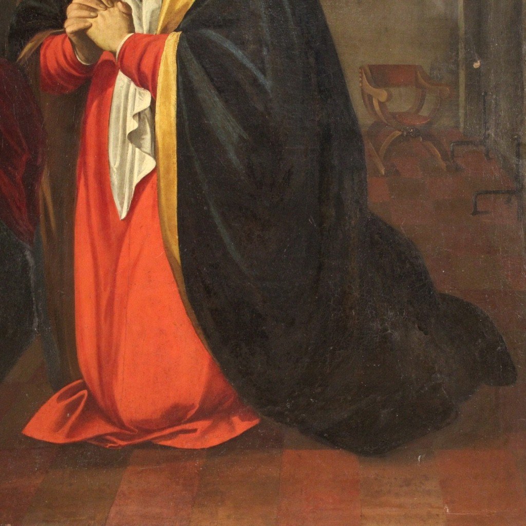 Grande dipinto antico Santa Veronica del XVII secolo -photo-8