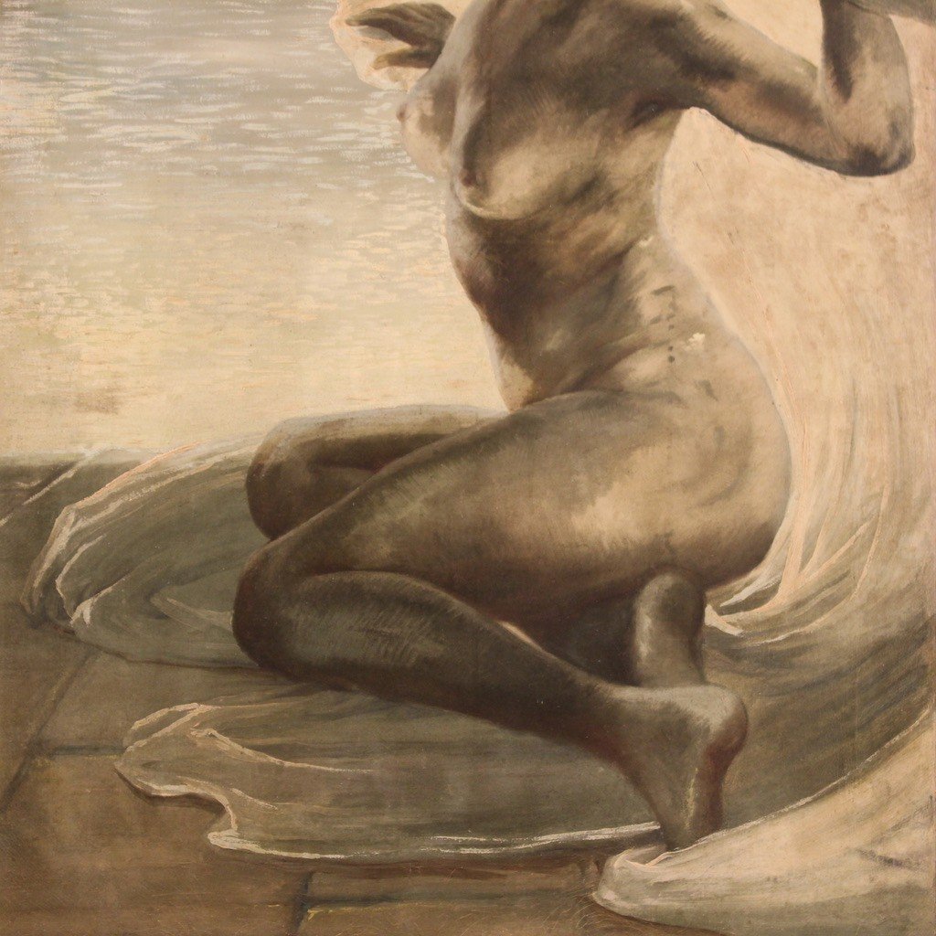 Dipinto nudo di giovane donna della prima metà del XX secolo-photo-2