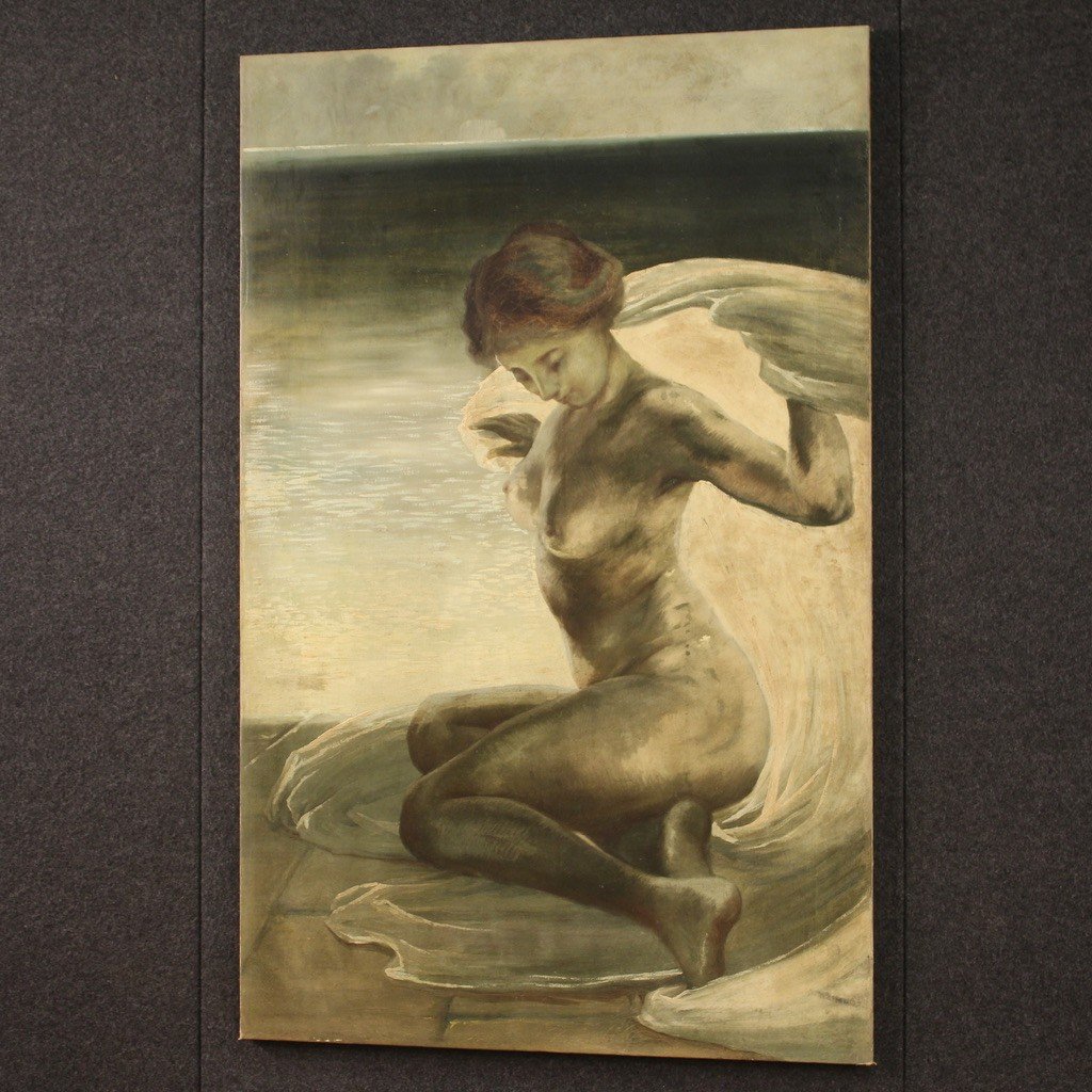 Dipinto nudo di giovane donna della prima metà del XX secolo-photo-4
