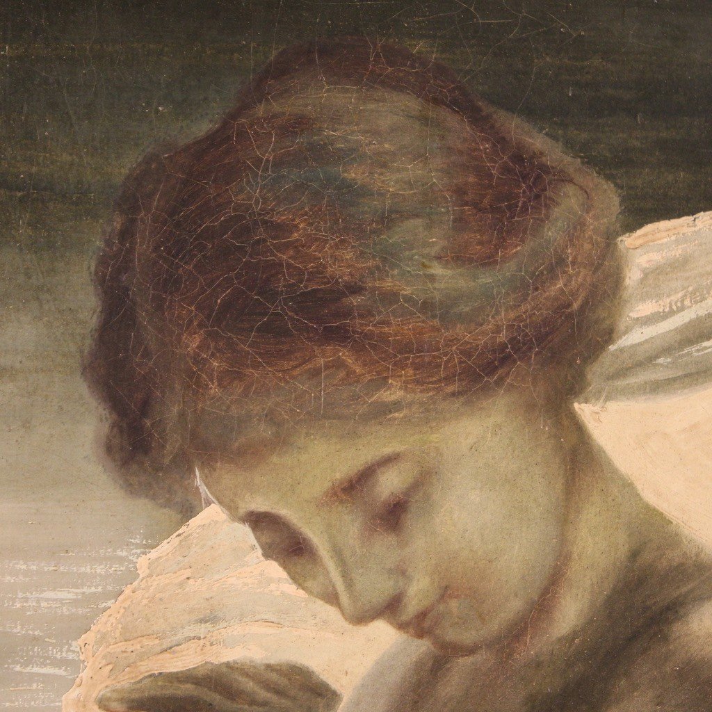 Dipinto nudo di giovane donna della prima metà del XX secolo-photo-5