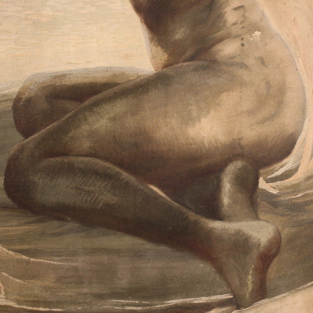 Dipinto nudo di giovane donna della prima metà del XX secolo-photo-6