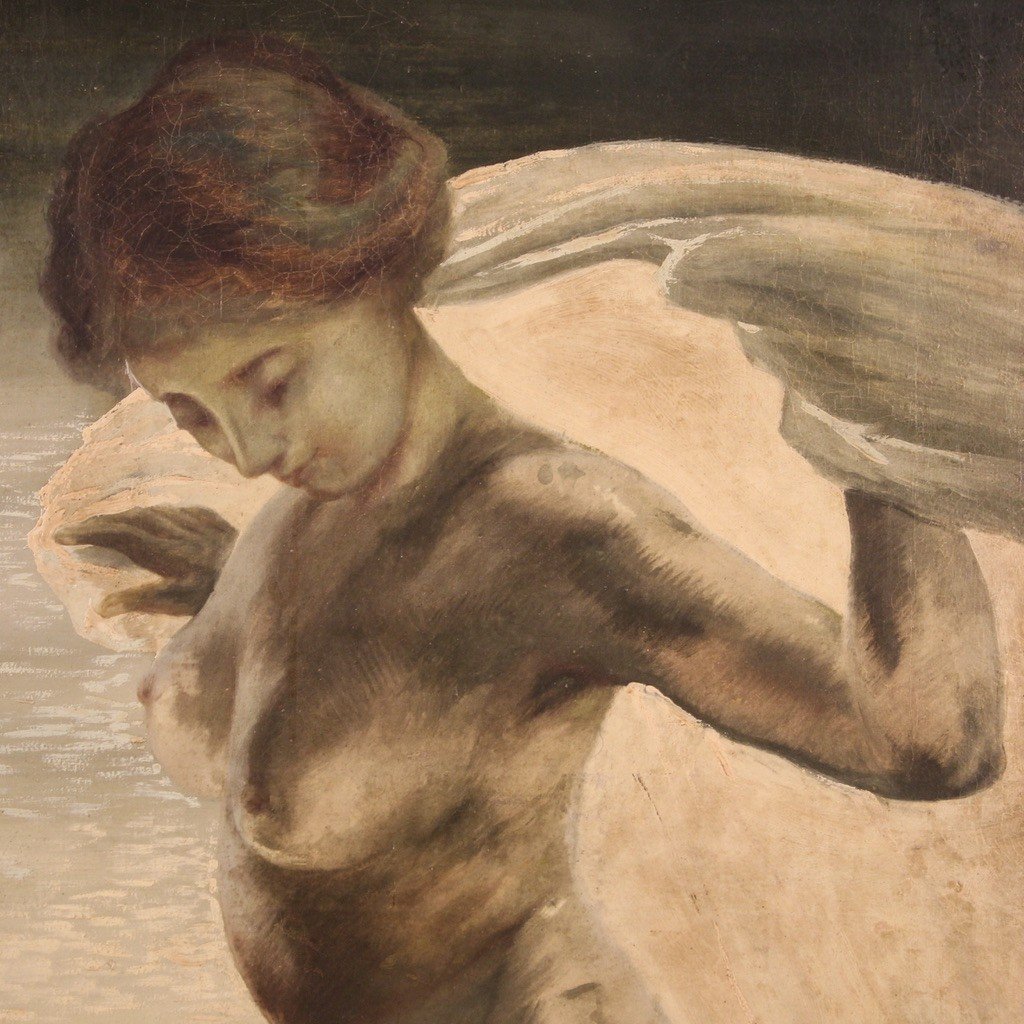Dipinto nudo di giovane donna della prima metà del XX secolo-photo-7