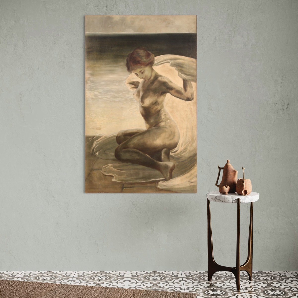 Dipinto nudo di giovane donna della prima metà del XX secolo-photo-8