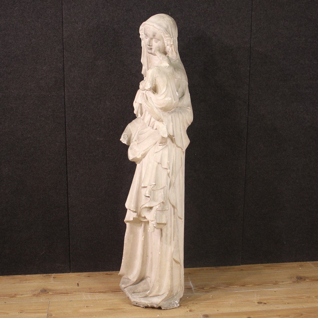 Madonna col bambino, grande scultura in gesso del XX secolo-photo-2