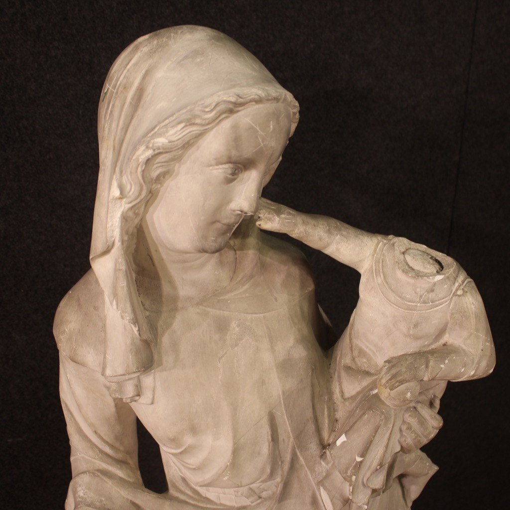 Madonna col bambino, grande scultura in gesso del XX secolo-photo-6