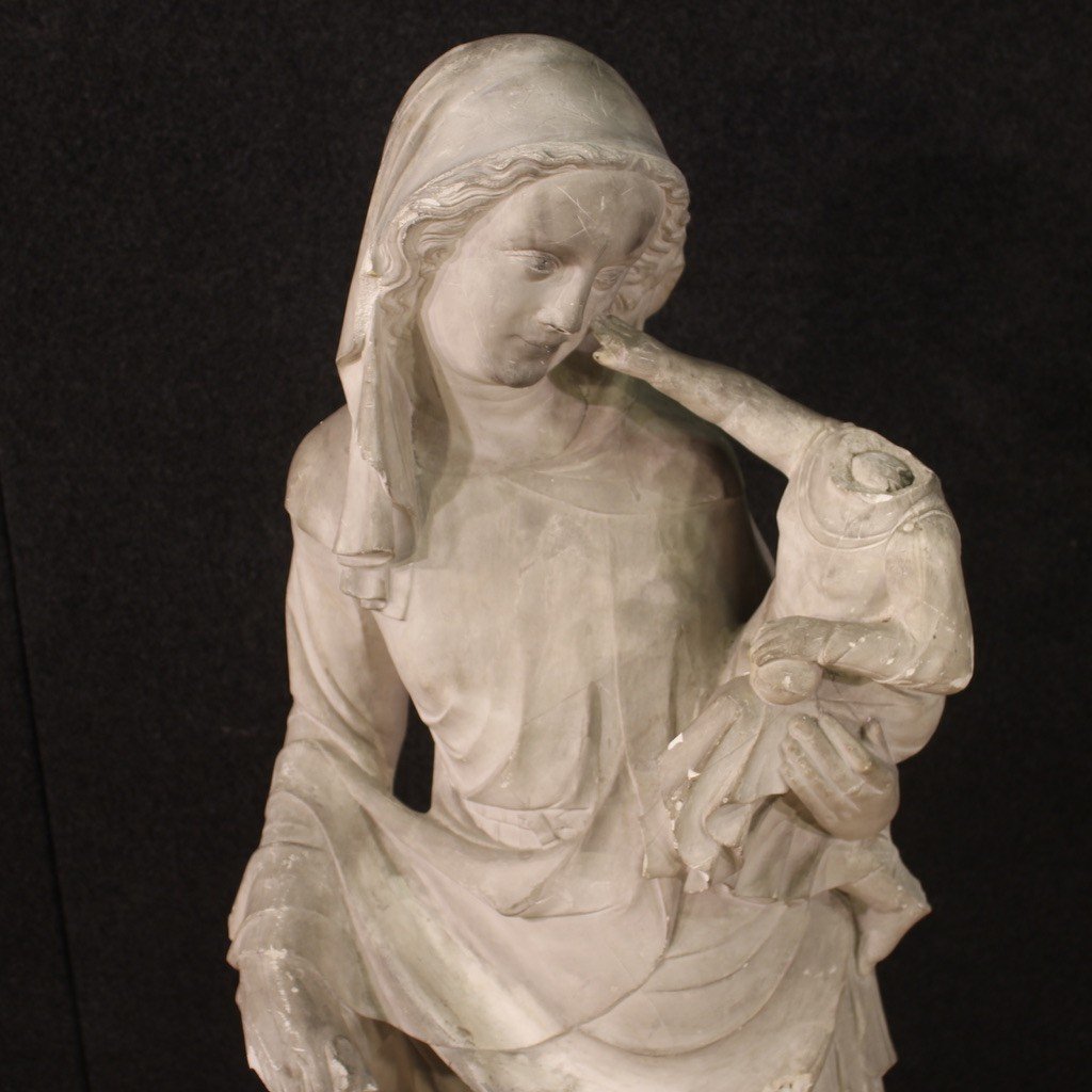Madonna col bambino, grande scultura in gesso del XX secolo-photo-7