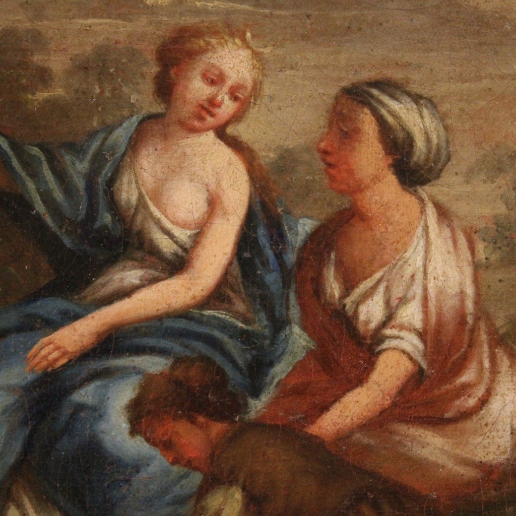 Dipinto italiano del XVIII secolo olio su tela, il bagno di Diana-photo-6