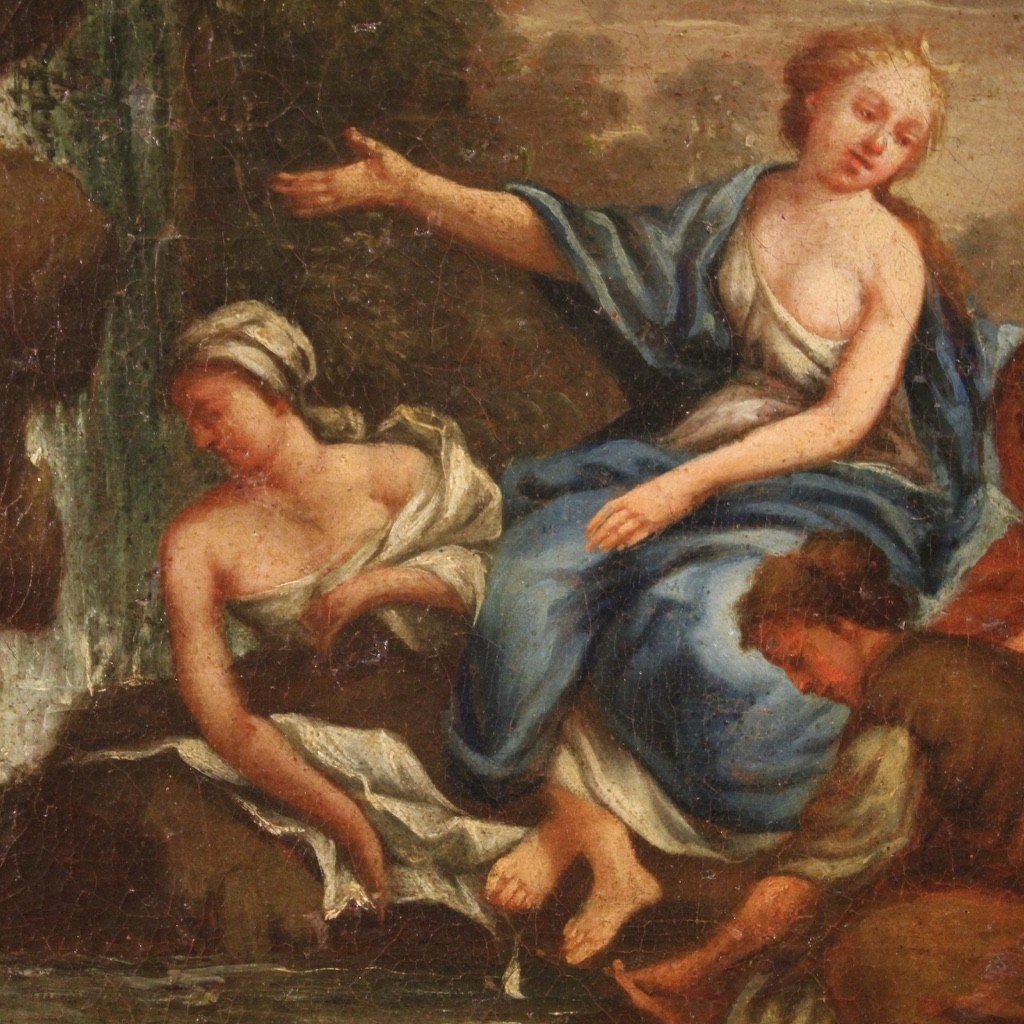 Dipinto italiano del XVIII secolo olio su tela, il bagno di Diana-photo-8