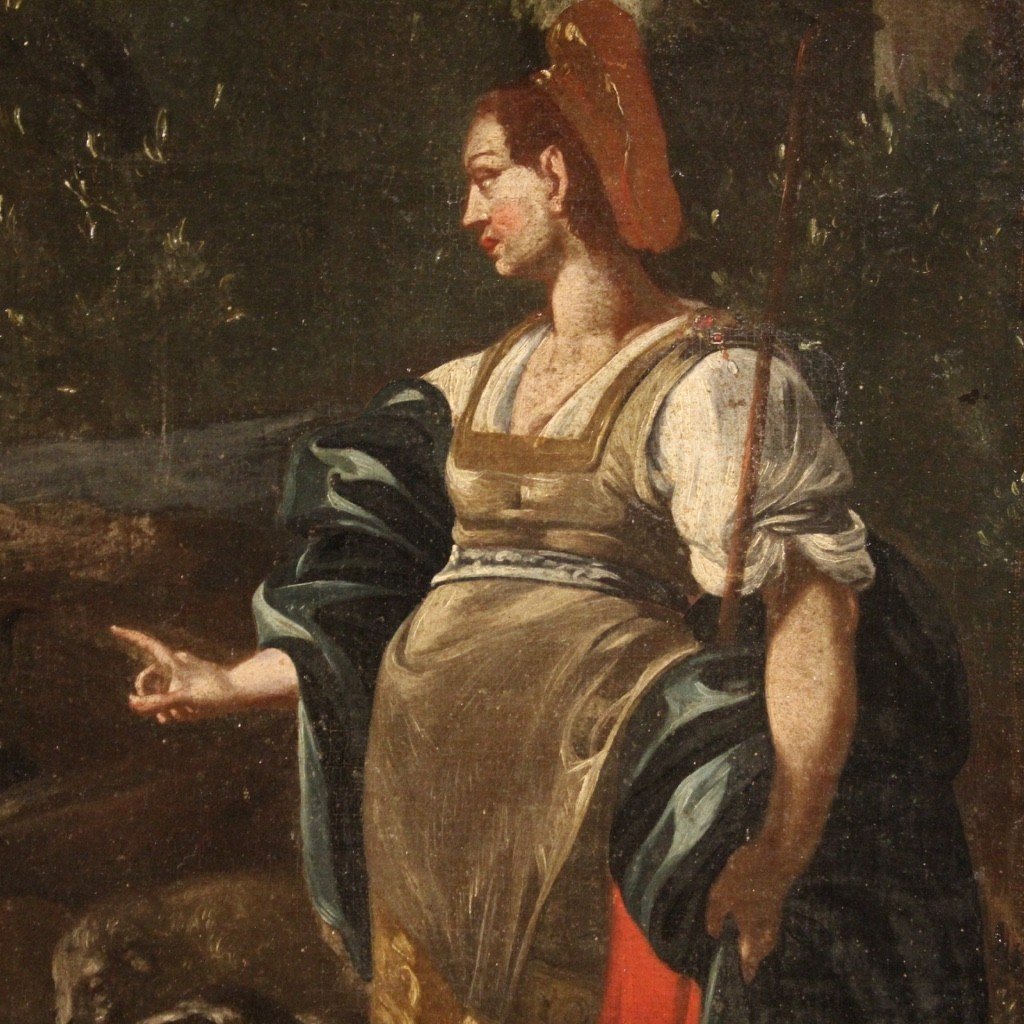 Rachele e Giacobbe al pozzo, dipinto italiano del XVIII secolo -photo-3