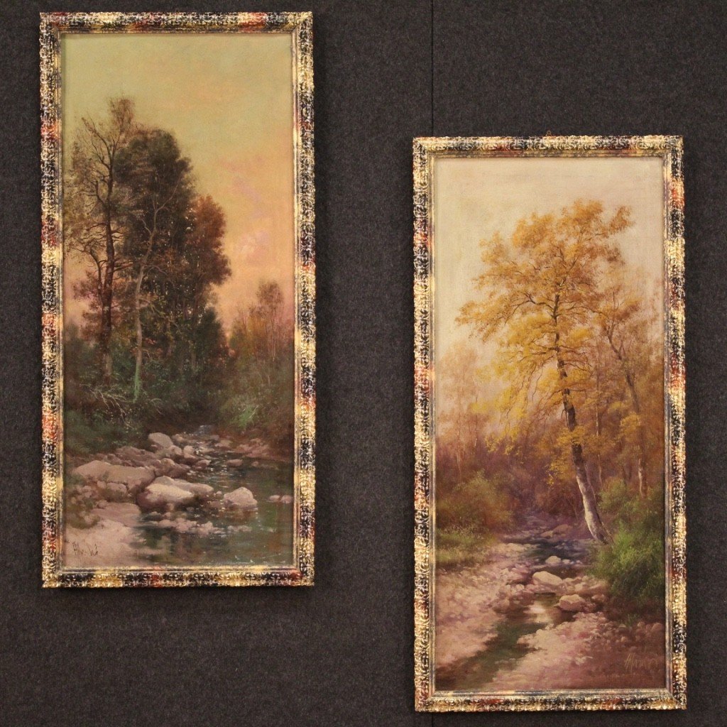Dipinto firmato paesaggio olio su tela del XIX secolo-photo-6