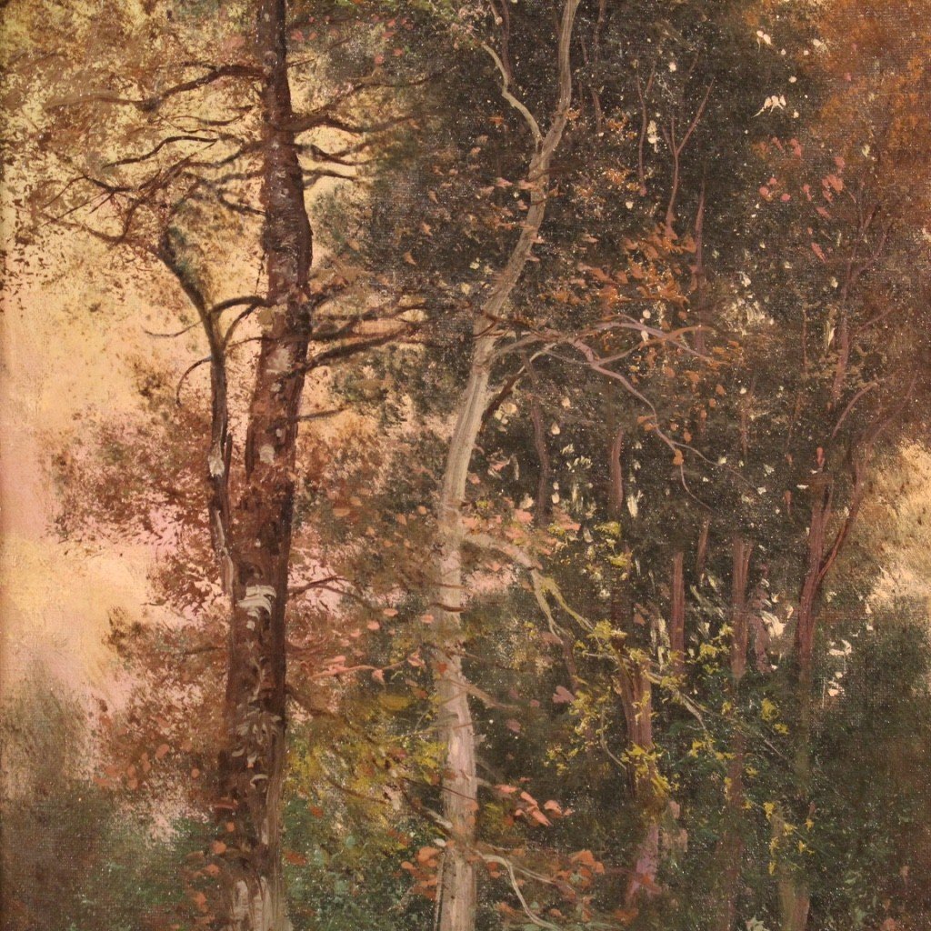 Dipinto firmato paesaggio olio su tela del XIX secolo-photo-7