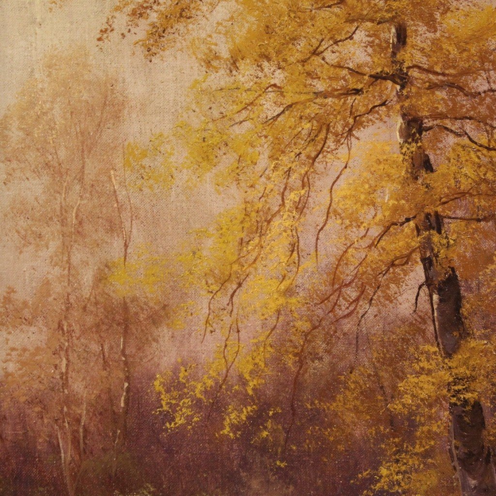 Dipinto olio su tela paesaggio firmato del XIX secolo-photo-7