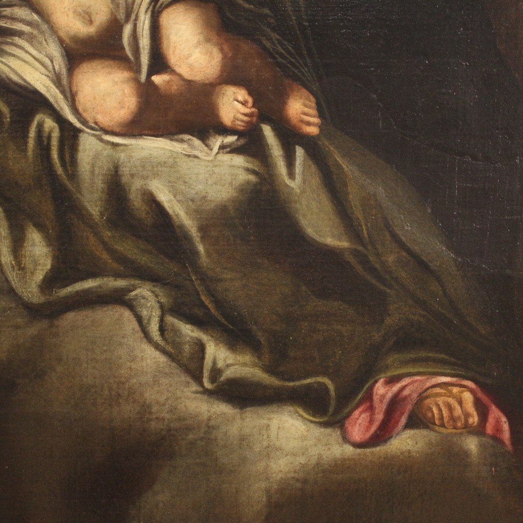 Grande dipinto Madonna con bambino del XVII secolo-photo-8
