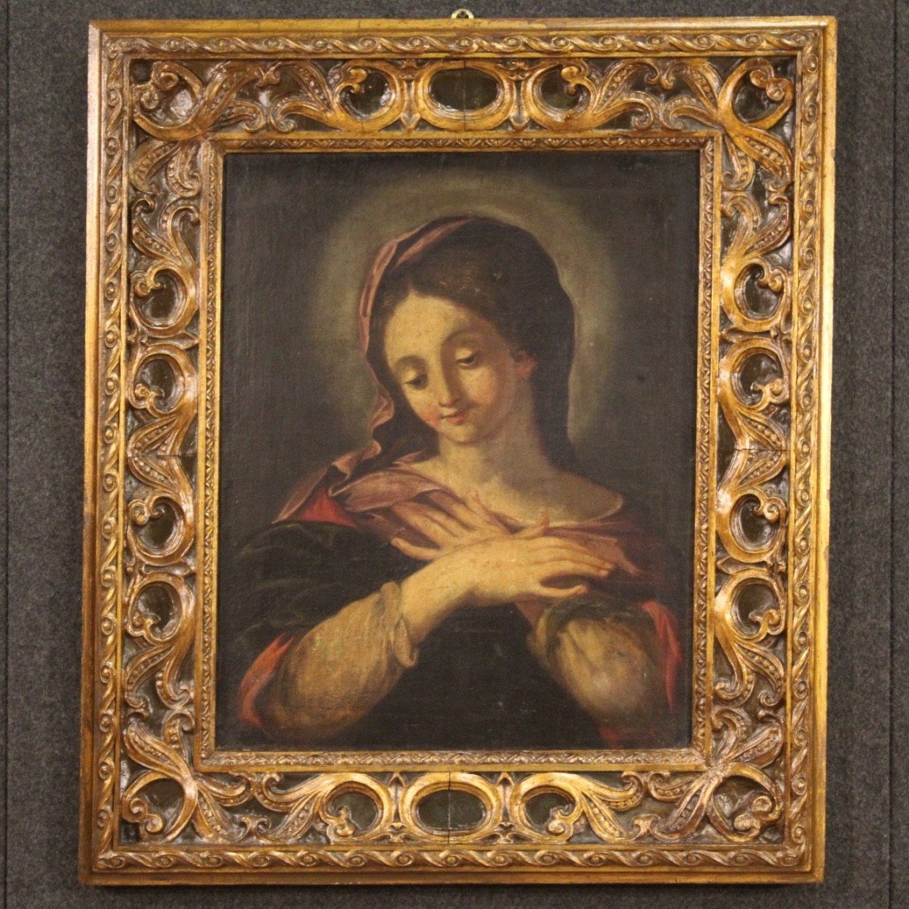 Dipinto religioso Madonna olio su tela del XVII secolo-photo-2
