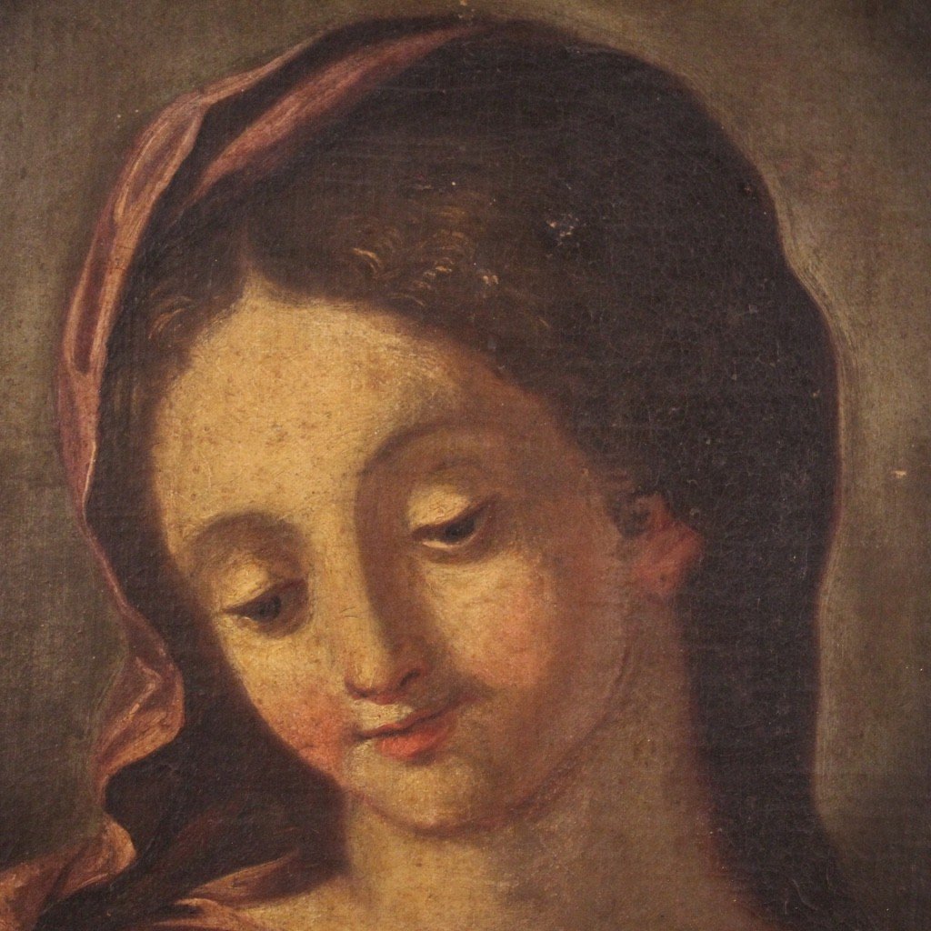 Dipinto religioso Madonna olio su tela del XVII secolo-photo-3