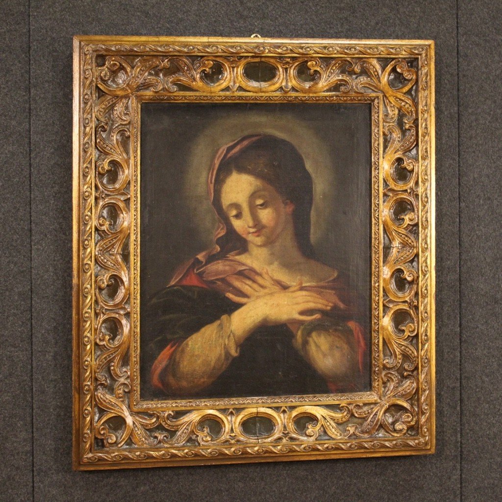 Dipinto religioso Madonna olio su tela del XVII secolo-photo-7